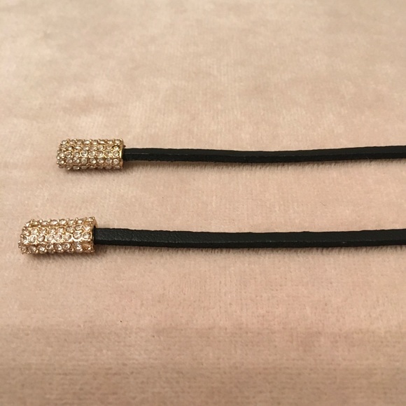 LARIAT NECKLACE LEATHER and CUBIC ZIRCONIA - Picture 5 of 5